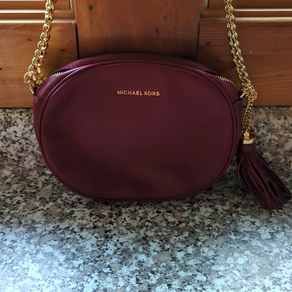 Michael Kors Ginny Maroon Crossbody Purse